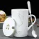 Creative Personality Ceramic Cup Mug With Lid Spoon Coffee Cup Couple's Cups Men And Women Cup Customization