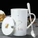 Creative Personality Ceramic Cup Mug With Lid Spoon Coffee Cup Couple's Cups Men And Women Cup Customization