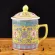 Traditional China Jingdezhen Ceramic Blue and White Porcelain Mug Red/Blue/Yellow Tea Cup Lid Drinkware 300ml