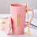 Oussirro 500ml Cup Ceramic Coffee Mug with Spoon an Cover Creative Valentine's Day Wedding Birthday Coffee Cups