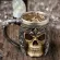 Hot Retro Horn Skull Resin Beer Mug Stainless Steel Steel Halloween Coffee Cup Viking Tea Mug Pub Bar Decoration