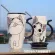 600ml Cute Cat Ceramics Coffee Mug With Lid Spoon Large Capacity Mugs Creative Drinkware Coffee Cups Novelty S Milk Cup