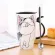 600ml Cute Cat Ceramics Coffee Mug With Lid Spoon Large Capacity Mugs Creative Drinkware Coffee Cups Novelty S Milk Cup