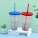Confetti Plastic Color Coffee Mug Color Changing Water Temperature Sensing Color Changing Straw Cup Kitchen Dining Supplies