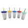 Confetti Plastic Color Coffee Mug Color Changing Water Temperature Sensing Color Changing Straw Cup Kitchen Dining Supplies