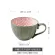 400ml Japanese Art Retro Ceramic Embossed Printed Coffee Minimalist Home Large Capacity High Foot Breakfast Oatmeal Cup