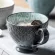 400ml Japanese Art Retro Ceramic Embossed Printed Coffee Minimalist Home Large Capacity High Foot Breakfast Oatmeal Cup