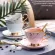 Light Luxury Style Edged Ceramic Marble Coffee Cup Saucer Set Wedding Couple Cup Office Afternoon Tea Black Tea Cup