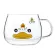 300ml Cute Cartoon Duck Mug Bamboo Cover Glass Flower Tea Cup Single Layer Breakfast Cup With Handle Juice Coffee Mug
