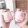 Sweet Pink Ceramic Mug With Mirror Cover For Coffee Girls Fresh Lovely Mugs With Sealed Lid Office Flower Tea Cup