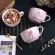 600/850ml Student Instant Noodle Big Cup Creative Ceramic Oatmeal Bowl With Lid Breakfast Cup Marble Milk Coffee Mug