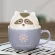 350ml Ceramic Mugs Cute Animal Chindren Breakfast Coffee Milk Mug with Cover Cup Fox Puppy Kitten Raccoon Piggy Polar Cup