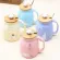 450ml Cartoon Ceramics Cat Mug With Lid And Spoon Coffee Milk Tea Mugs Breakfast Cup Drinkware S