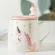 Unicorn Coffee Mug Cute Ceramic Cartoon Mug Novelty Print Porcelain Stiring Mug with 3D Unicorn Lid Animal Mug for S