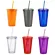 500ml Travel Mug With Straw Smoothie Plastic Iced Tumbler Double-Walled Ice Cold Drink Coffee Juice Tea Cup