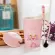 Ceramic pink naugty panther cup Cartoon Ceramics Milk Juice Tea Cups with Cover Spoon Birthday Anniversary S