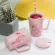 Ceramic Pink Naughty Panther Cup Cartoon Ceramics Milk Juice Tea Cups With Cover Spoon Birthday Anniversary S