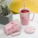 Ceramic pink naugty panther cup Cartoon Ceramics Milk Juice Tea Cups with Cover Spoon Birthday Anniversary S