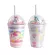 Portable Stylish Double Straw Unicorn Ice Cup Summer Cold Drink Coffee Water Cup Boy's Girl's Plastic Cups Novelty