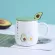 Coffee Mug Set Cute Cup Ceramic Creative Color Avocado Heat-Resistant Mug Cartoon with LID 450ml Kids Office Home Drinkware