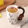 Creative Music VIOLIN STYLE GUITAR Notes Ceramic Cup Juice Coffee Tea Milk Beer Red Wooden Handle With Novel S