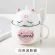 Creative Breakfast Cup Large Cute Cat Cartoon Office Cup with Lid Spoon Ceramic Coffee Mug Couple Cup