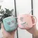 400ml Cute Cartoon Alpaca Pot Belly Ceramic Cup Mini Coffee Mug with Lid and Spoon and Spoon Coffee Mugs and Girls Lovers Milk Cup