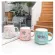 400ml Cute Cartoon Alpaca Pot Belly Ceramic Cup Mini Coffee Mug with Lid and Spoon and Spoon Coffee Mugs and Girls Lovers Milk Cup