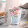 Bone China Water Mug Office Water Ceramic with Lid Spoon Flower Breakfast Milk Coffee Cup Porcelain Europe Style 320ml