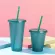 Powder Shiny Reusable Straw Cup Sequined Glitter Cup Coffee Juice Straw Mug Cute Plastic Bottom Outdoor Portable