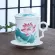 Blue and White Porcelain Office Four-Piece Cup with Lid Including Filter Equipment Personal Lunch Cup Conference