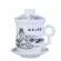 Blue and White Porcelain Office Four-Piece Cup with Lid Including Filter Equipment Personal Lunch Cup Conference