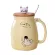 420ml/500ml Cartoon Cat Cat Ceramic Water Cup with Wooden Lid Spoon Milk Tea Mugs Home Children Cup Set Drinkware S
