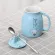 420ml/500ml Cartoon Cat Cat Ceramic Water Cup with Wooden Lid Spoon Milk Tea Mugs Home Children Cup Set Drinkware S