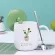 Coffee Mug Set Cute Cup Ceramic Creative Color Avocado Heat-Resistant Mug Cartoon With Lid Kids Office Home Drinkware