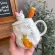 Cartoon Radish Rabbit Lid Ceramic Cup Cute Radish Spoon Water Cup Mug Couple Cup Coffee Milk Juice Mug With Lid
