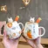 Cartoon Radish Rabbit Lid Ceramic Cup Cute Radish Spoon Water Cup Mug Couple Cup Coffee Milk Juice Mug With Lid