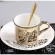 Mirror Coffee Specular Reflection Ceramic Mug with Saucers European Cartoon Scoop Tiger Zebra Pattern Tea Set Coffeeware