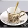 Mirror Coffee Specular Reflection Ceramic Mug With Saucers European Cartoon Scoop Tiger Zebra Pattern Tea Set Coffeeware