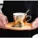Mirror Coffee Specular Reflection Ceramic Mug with Saucers European Cartoon Scoop Tiger Zebra Pattern Tea Set Coffeeware