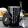 412 Constive Creative Ce rate Couple Mug with Spoon Cover Black Gold Porcelain Milk Coffee Cup 420ml
