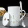 412 Constive Creative Ce rate Couple Mug with Spoon Cover Black Gold Porcelain Milk Coffee Cup 420ml