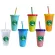 710ml 24oz Flash Powder Shiny Reusable Plastic Tumbler Lid High-Capacity Straw Cup Cup Creative