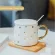 Luxury Ceramic Geometric Plaid Polka Dot Pattern Coffee Mug Gold Breakfast Milk Water Cup Drinkware Couple Creative S