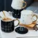 Luxury Ceramic Geometric Plaid Polka Dot Pattern Coffee Mug Gold Breakfast Milk Water Cup Drinkware Couple Creative S
