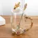 Enamel Colorful Flower Teacup Home Water Cup Living Room Coffee Cup Crystal Glass Teacup With Lid And Spoon Handgirp