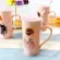 3D Pink Beautiful Girls Diamond Wedding Dress Coffee Mug with Spoon Lid Water Tea Milk Cup Creative