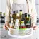 360rotating Shelf Kitchen Seasoning Storage Container Rotatable Plastic Solid Color Desk Cosmetics Storage Tray Organizer