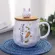 Creative Cartoon Cute Ceramic Mug With Lid And Spoon For Milk Coffee Porcelain Cup Kawaii Rabbit Carrot Heat-Resistant Mugs