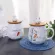 Creative Cartoon Cute Ceramic Mug With Lid And Spoon For Milk Coffee Porcelain Cup Kawaii Rabbit Carrot Heat-Resistant Mugs